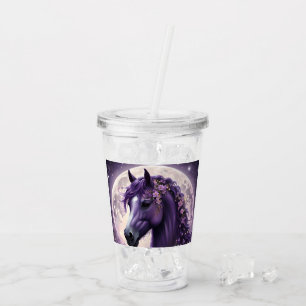 "Blooming Dreams: The Purple Floral Fantasy Horse" Acrylic Tumbler