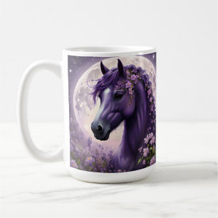 "Blooming Dreams: The Purple Floral Fantasy Horse" Coffee Mug