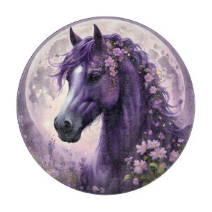 "Blooming Dreams: The Purple Floral Fantasy Horse" Cutting Board