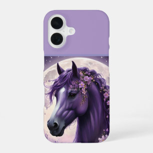 "Blooming Dreams: The Purple Floral Fantasy Horse" iPhone 16 Case