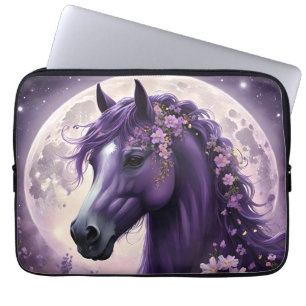 "Blooming Dreams: The Purple Floral Fantasy Horse" Laptop Sleeve