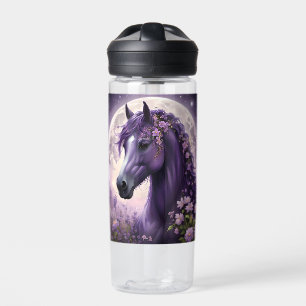 "Blooming Dreams: The Purple Floral Fantasy Horse" Water Bottle