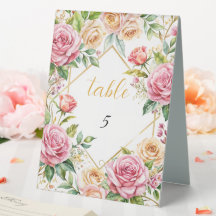 Blooming Elegance Wedding Table Number