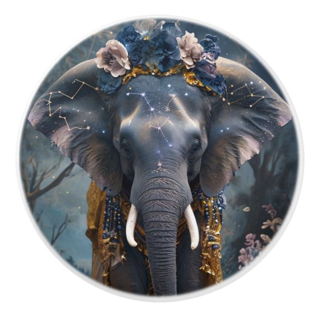 Blooming Elephant Ceramic Knob (Front)