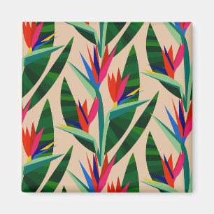 Blooming Exotic Jungle Tropical Flowers Magnet