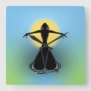 Blooming Female Square Wall Clock
