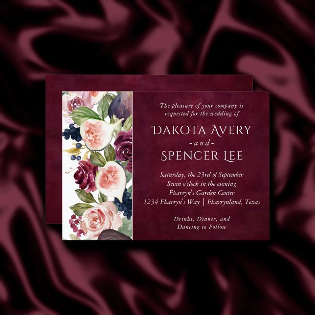 Blooming Figs | Bold Moody Floral Wedding Invitation (Creator Uploaded)