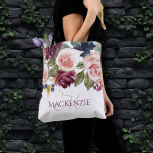 Blooming Figs Elegant Floral Bridesmaid Keepsake Tote Bag