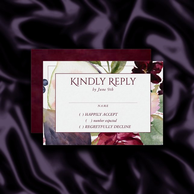 Blooming Figs | Moody Rustic Fruit Blossom Custom RSVP Card (Creator Uploaded)