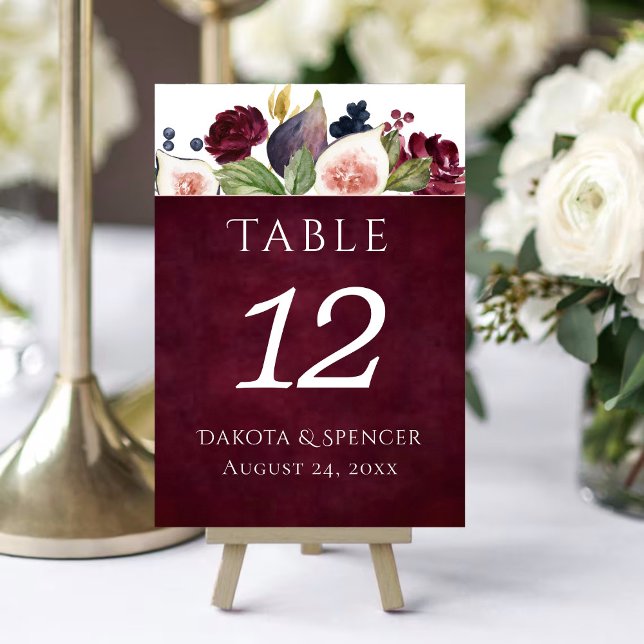 Blooming Figs | Moody Rustic Fruit Elegant Blossom Table Number (Creator Uploaded)