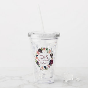 Blooming Figs   Moody Rustic Monogram Wreath Acrylic Tumbler