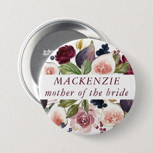 Blooming Figs Rustic Fruit Blossoms Bridal Party 7.5 Cm Round Badge