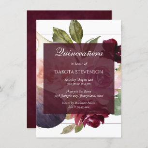 Blooming Figs Rustic Fruit Blossoms Quinceanera Invitation