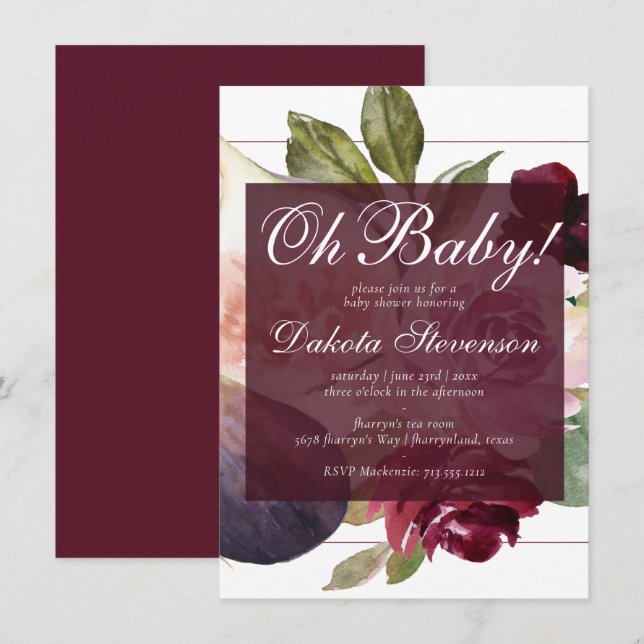 Blooming Figs | Rustic Fruit Moody Blossom Oh Baby Invitation (Front/Back)