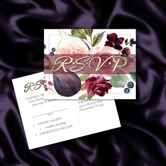 Blooming Figs | Rustic Fruit Moody Blossoms RSVP Postcard (Creator Uploaded)