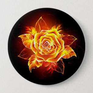 Blooming Fire Rose 10 Cm Round Badge
