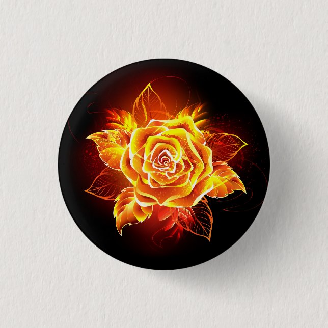 Blooming Fire Rose 3 Cm Round Badge (Front)