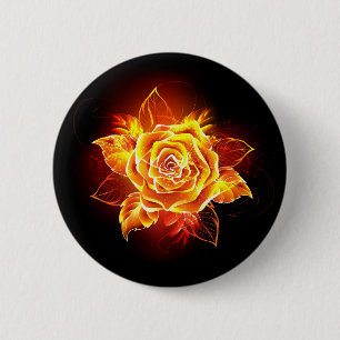 Blooming Fire Rose 6 Cm Round Badge