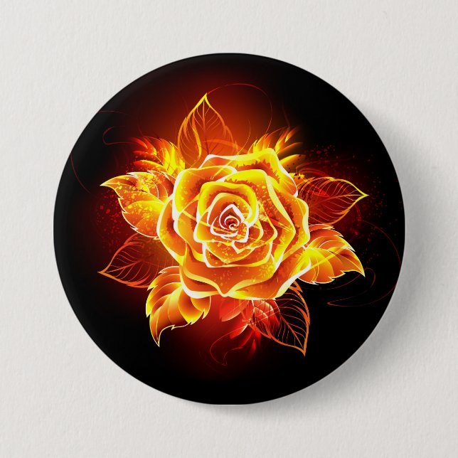 Blooming Fire Rose 7.5 Cm Round Badge (Front)