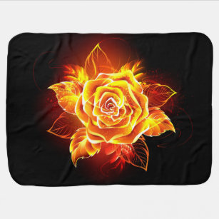 Blooming Fire Rose Baby Blanket