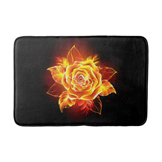 Blooming Fire Rose Bath Mat (Front)