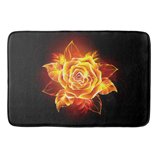 Blooming Fire Rose Bath Mat (Front)