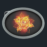 Blooming Fire Rose Belt Buckle<br><div class="desc">Blooming rose from fire and flame on black background.</div>