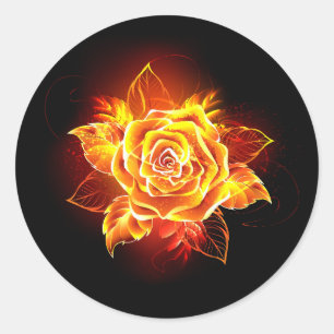 Blooming Fire Rose Classic Round Sticker