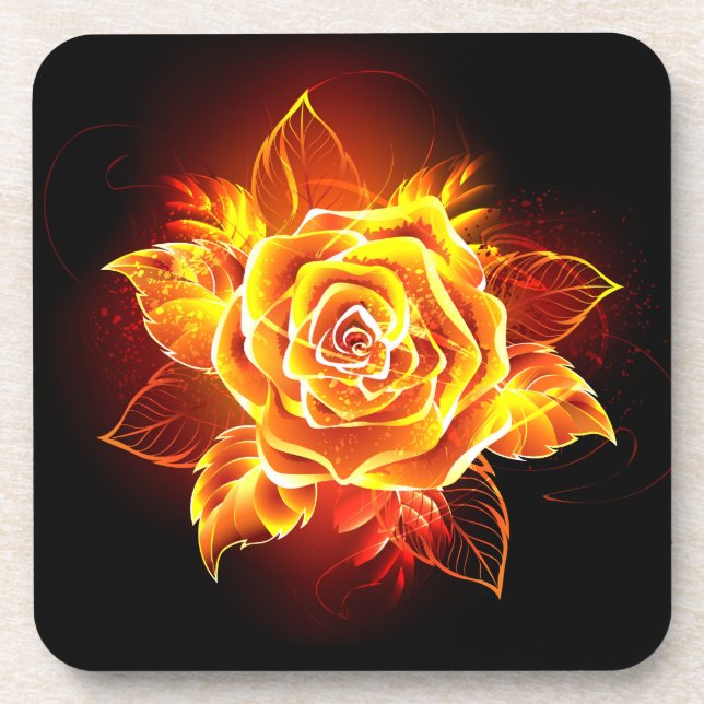 Blooming Fire Rose Coaster (Front)