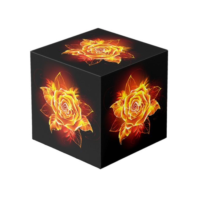 Blooming Fire Rose Cube (Front Angled)