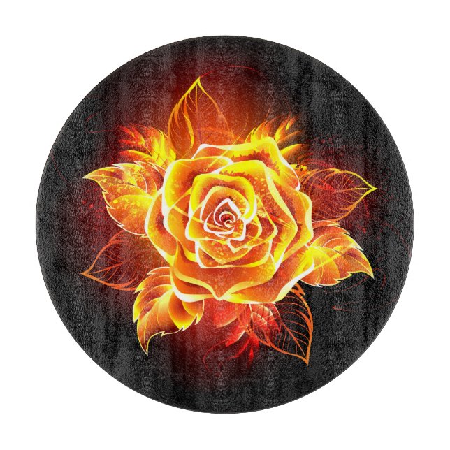 Blooming Fire Rose Cutting Board (Front)