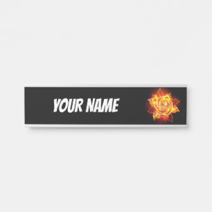 Blooming Fire Rose Door Sign