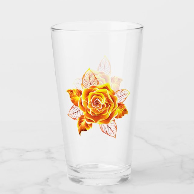 Blooming Fire Rose Glass (Front)