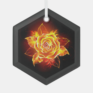Blooming Fire Rose Glass Tree Decoration