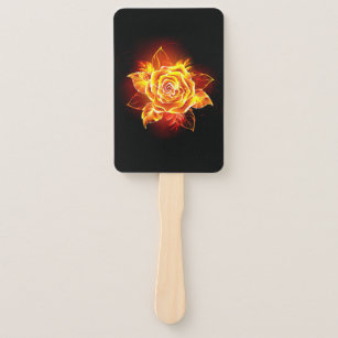 Blooming Fire Rose Hand Fan