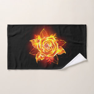 Blooming Fire Rose Hand Towel