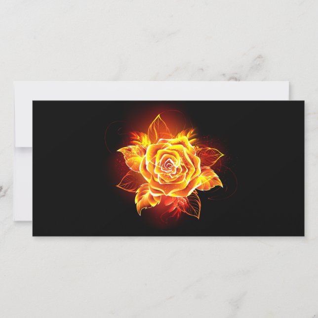 Blooming Fire Rose Holiday Card (Front)