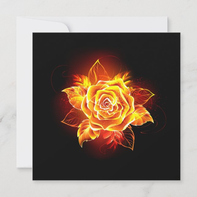 Blooming Fire Rose Invitation (Front)