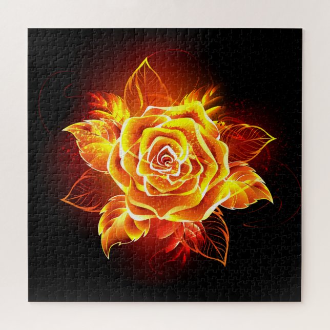 Blooming Fire Rose Jigsaw Puzzle (Horizontal)