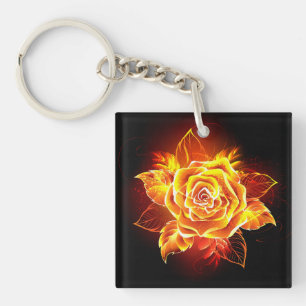 Blooming Fire Rose Key Ring
