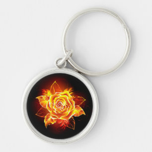 Blooming Fire Rose Key Ring