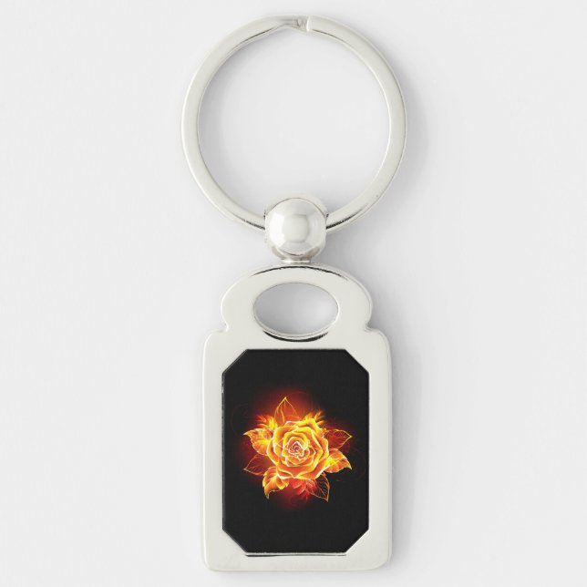 Blooming Fire Rose Key Ring (Front)