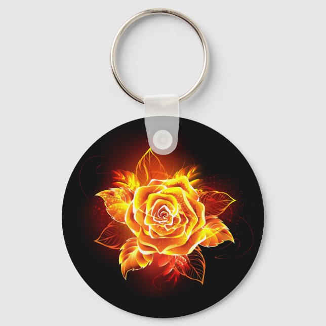 Blooming Fire Rose Key Ring (Front)