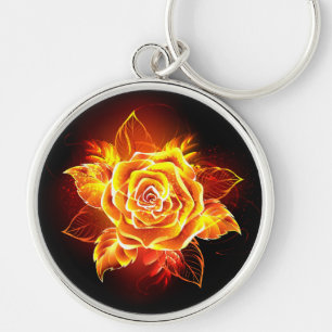 Blooming Fire Rose Key Ring