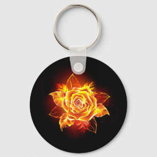 Blooming Fire Rose Key Ring