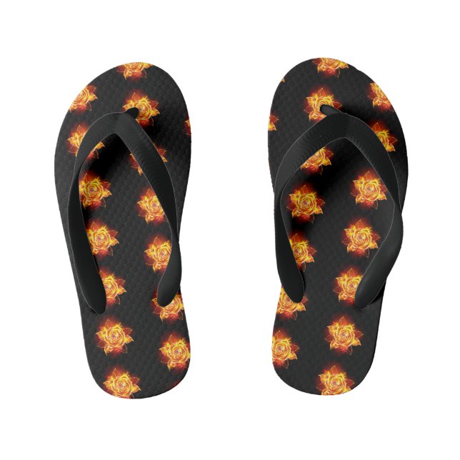 Blooming Fire Rose Kid's Thongs (Footbed)