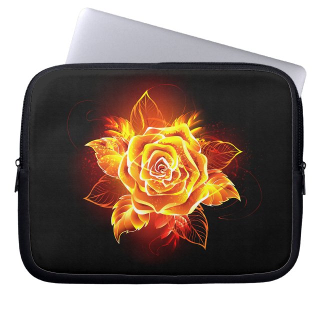 Blooming Fire Rose Laptop Sleeve (Front)