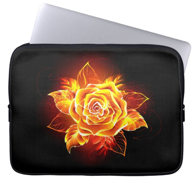 Blooming Fire Rose Laptop Sleeve (Front)