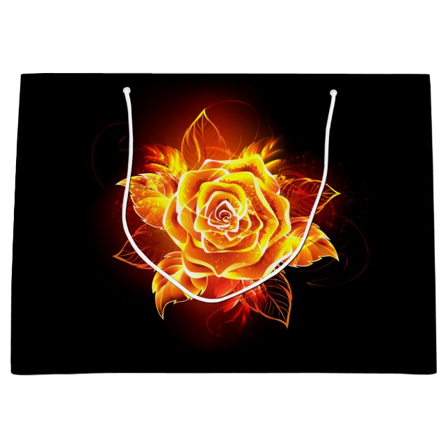 Blooming Fire Rose Large Gift Bag (Front)