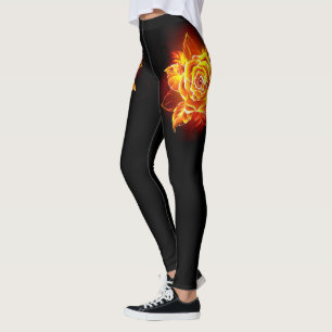 Blooming Fire Rose Leggings